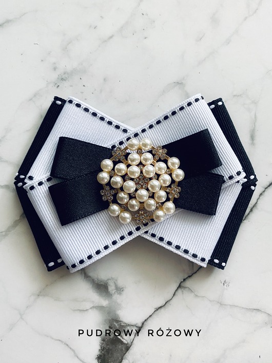 broszki Black & White Brosza   z perłami  NEW