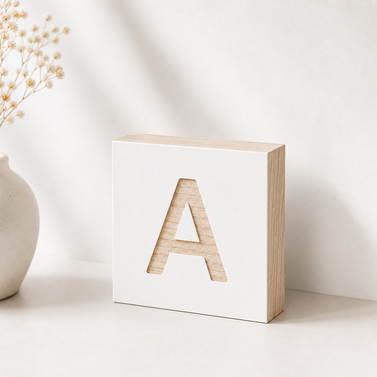 napisy dekoracyjne i tabliczki Litery typu scrabble, z drewna, drewniana krzyżówka biała