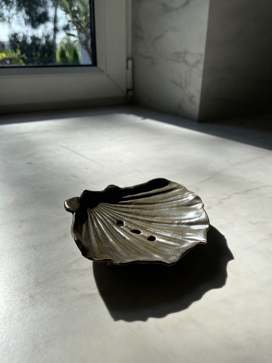 mydelniczki Ceramiczna Mydelniczka Handmade Muszelka Muszla Butelkowa Zieleń