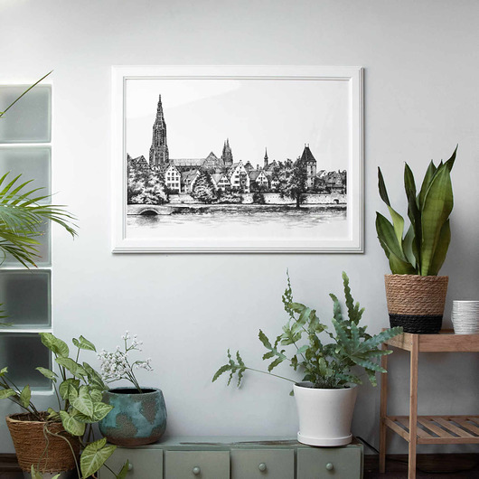 grafiki i ilustracje Panorama miasta Ulm