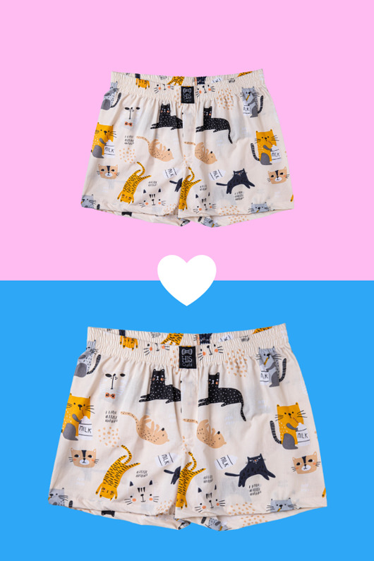 Spodenki do spania dla PARY bokserki MAM KOTA HisOutfit