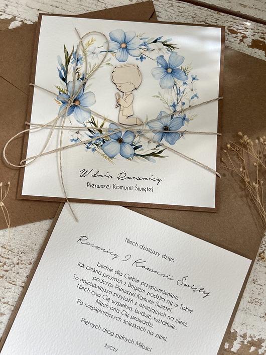 kartki na komunię Kartka ręcznie robiona z okazji rocznicy komunii świętej - odnowienie przyrze