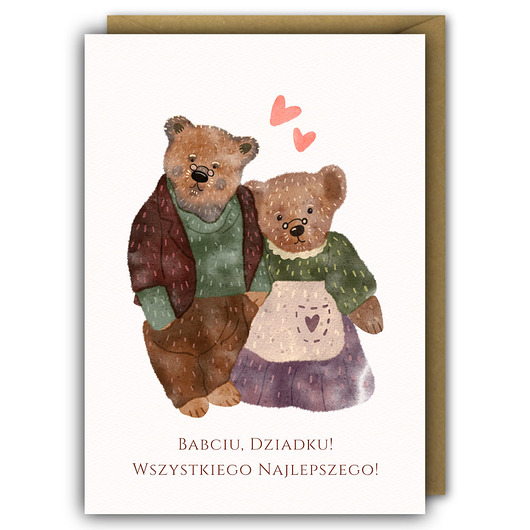kartki okolicznościowe - wydruki Kartka na Dzień Babci i Dziadka - Misie