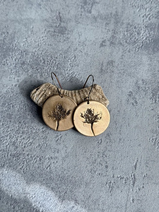 kolczyki - inne Kolczyki i utrwalony ślad prawdziwej rośliny