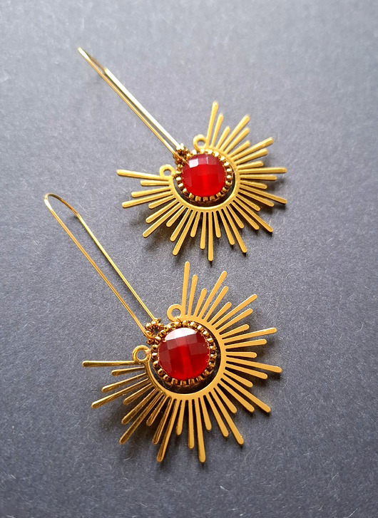 kolczyki z kamieniami Kolczyki agat w słońcu no2