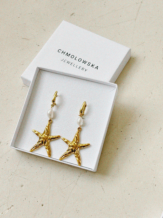 kolczyki pozłacane Kolczyki pozłacane z perłą ROZGWIAZDA