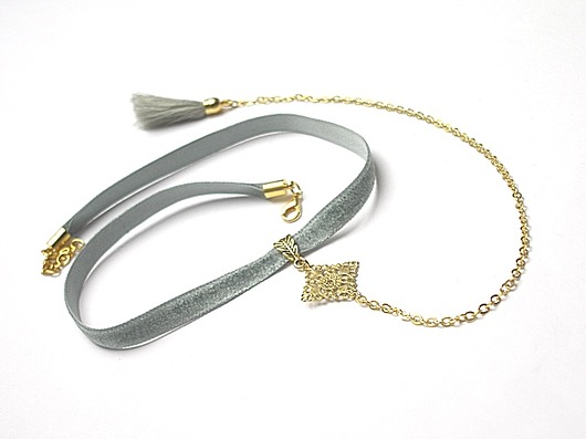 Choker - l. grey  /smycz/ KiKa pracownia