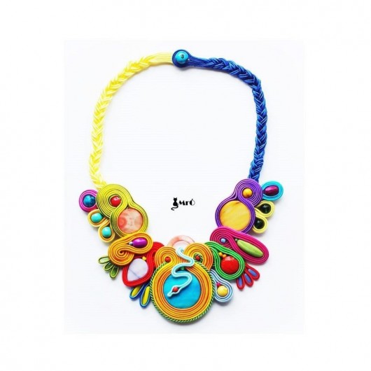 Bajkowiec wielobarwny naszyjnik Soutache Mró Soutache