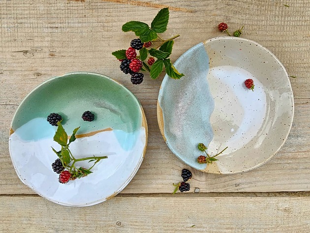 patery i talerze Ręcznie wykonany zestaw półgłębokich talerzyków 22cm