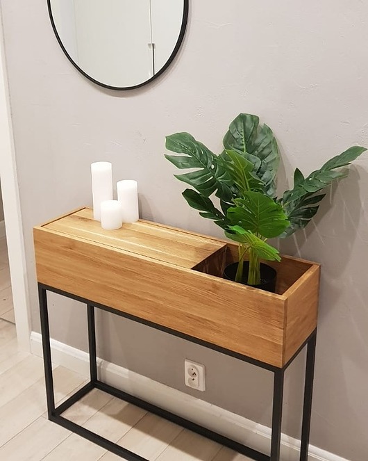 komody Kwietnik dębowy, konsola loft  90x75