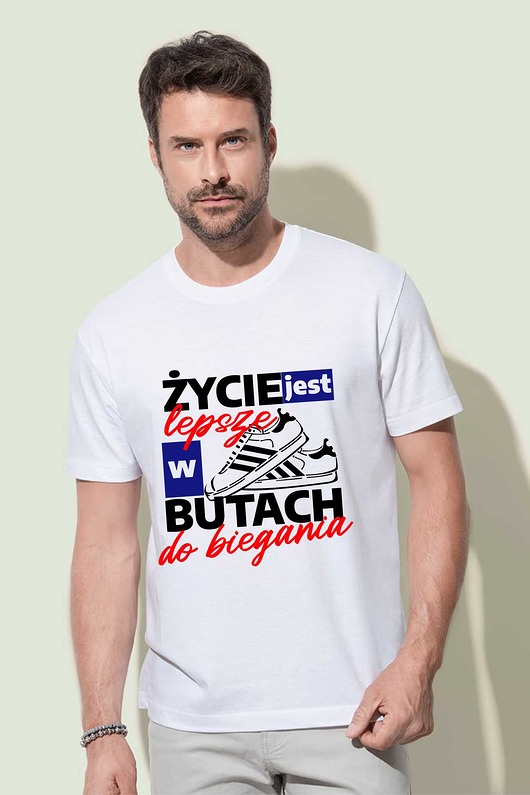 t-shirty męskie Koszulka  Życie jest lepsze w butach do biegania