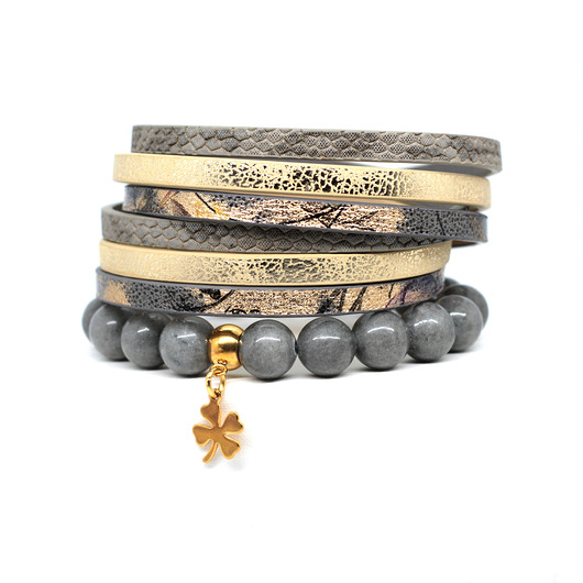 Zestaw bransoletek Fun szaro-złoty Kociokwik Jewelry
