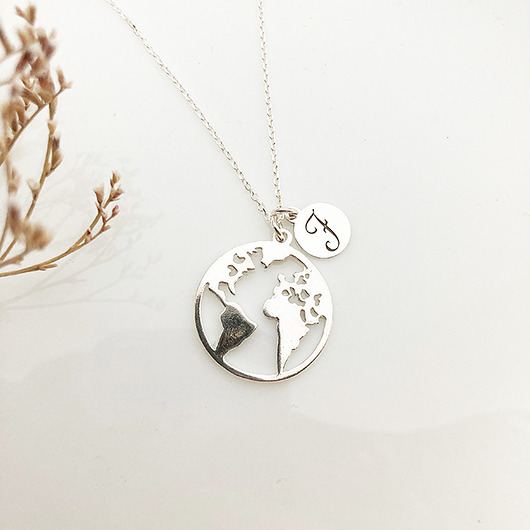 Personalizowany Naszyjnik Mapa Świata Anemon Atelier