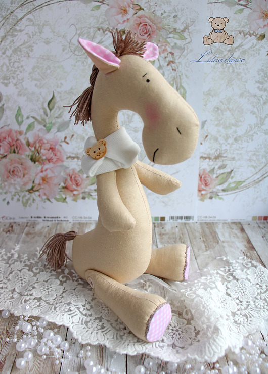 misie i maskotki Konik Tilda różowe uszka maskotka GOTOWY