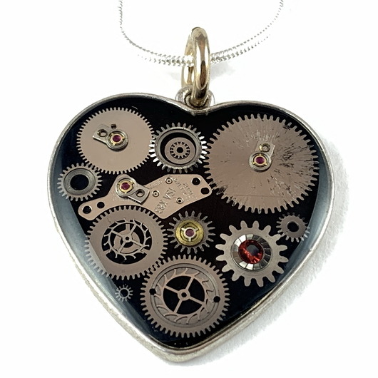 wisiory Wisior silver heart (Black) III