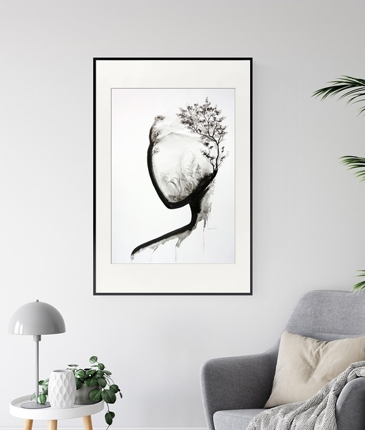 grafika 50 x 70 cm  wykonana ręcznie, abstrakcja Krystyna Siwek Art