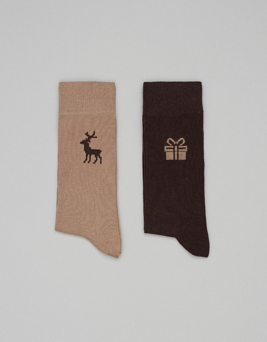 skarpetki męskie Skarpety christmas 2-pack beżowe brązowe 40-45