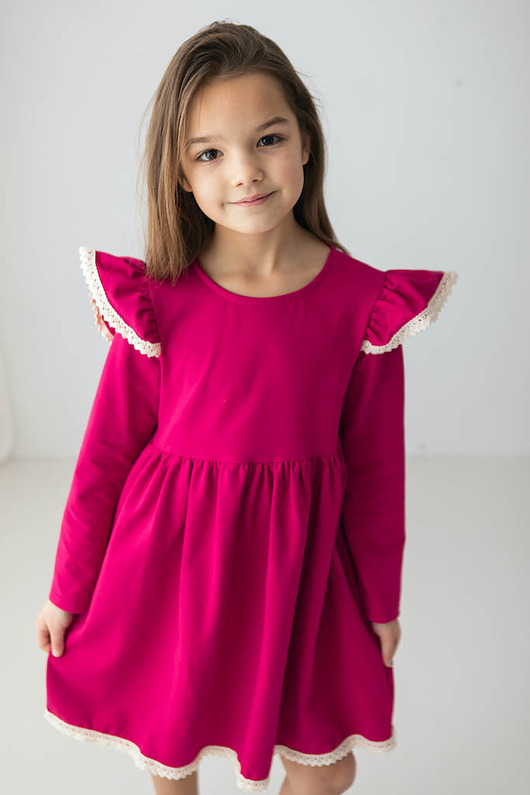 sukienki dla dziewczynki Malinowa sukienka BOHO dla dziewczynki