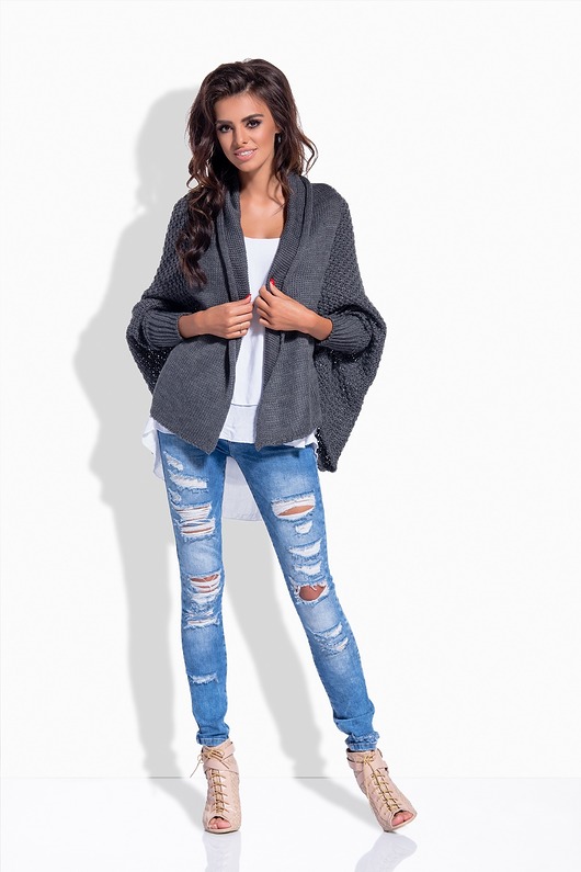 Sweter krótki KARDIGAN bluzowany grafitowy  Dressroad