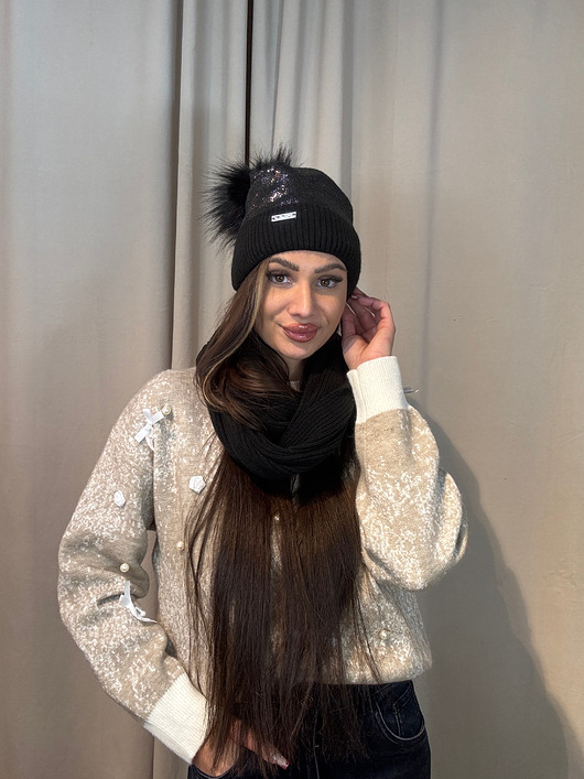 ubrania różne Komplet czapka komin Nero Silver