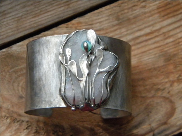kwarc z chalcedonem   - BRANSOLETA  - CUFF Beata Trotter