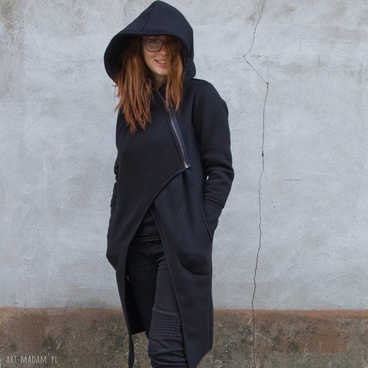 bluza z kapturem damska Płaszcz damski z kapturem, bluza długa