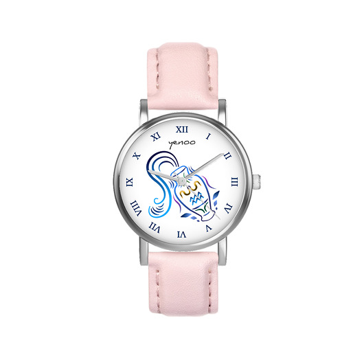 zegarki damskie Zegarek  mały - Wodnik - skórzany, pudrowy róż