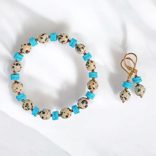 komplet biżuterii RAZEM TANIEJ! jasper collection : bransoletka i kolczyki : jaspis & lawa