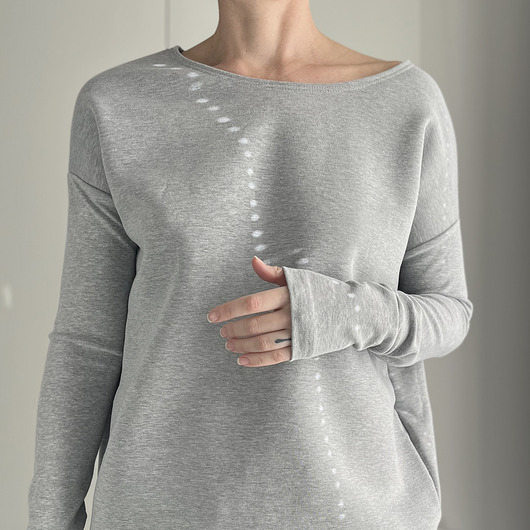 bluza bez kaptura damska Gruby Wąski rękaw Szary