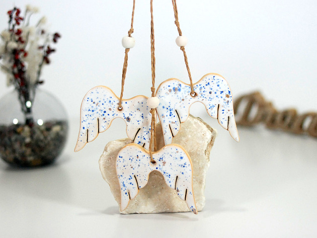 ozdoby choinkowe Anielskie skrzydła ceramiczne ozdoby choinkowe