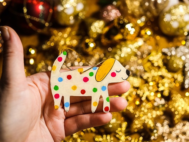 ozdoby choinkowe Piesek w kropki na choinkę