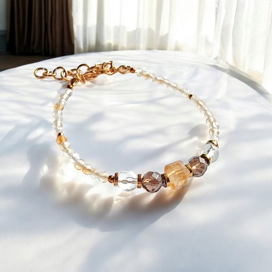 bransoletki z kamieni naturalnych DOBROBYT - amulet - cytryn,kwarc dymny,k.górski - z zapięciem