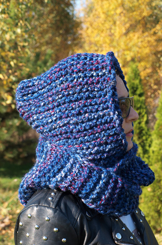 czapki damskie Kominokaptur Granatowy melanż