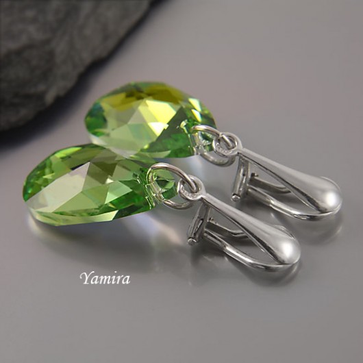 kryształ Swarovski Peridot AB (22mm) złote - klipsy yamira