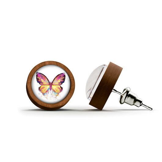 kolczyki drewniane Kolczyki drewniane - Motyl - sztyfty