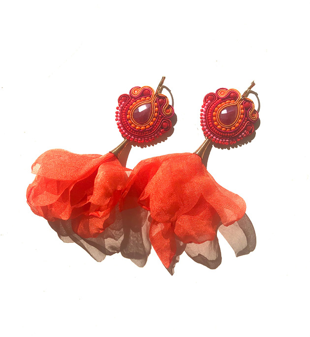 kolczyki soutache Sutaszowe kolczyki ALANYA orange