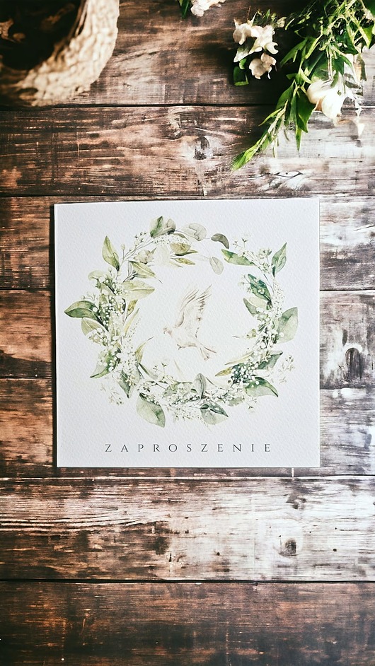 zaproszenia na komunię Zaproszenie I Komunia Święta Gołąbek papier premium
