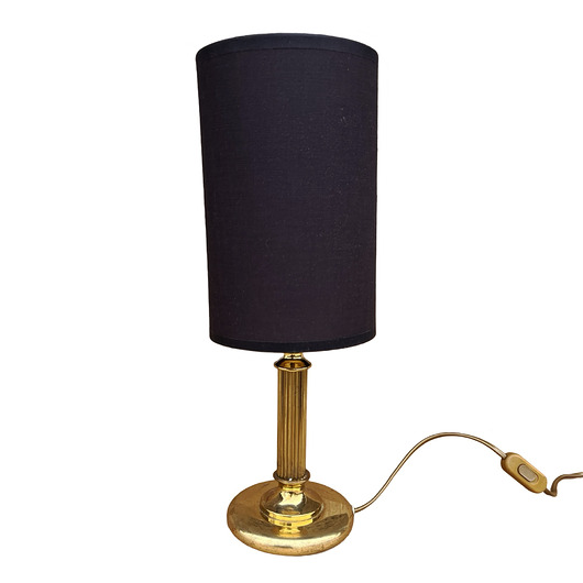 lampy stołowe Mosiężna lampka nocna,, stołowa z abażurem, Niemcy, lata 70.
