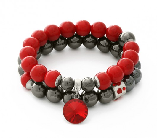 Red jade & steel hematite with pendant & bead. Lavoga