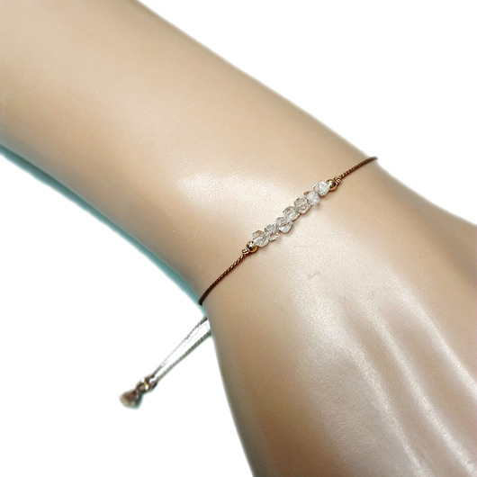 bransoletki z kamieni naturalnych Diament Herkimer - bransoletka na jedwabnej nitce