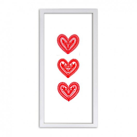 Trzy SERDUSZKA (framed PaperCut artwork) na ludowo