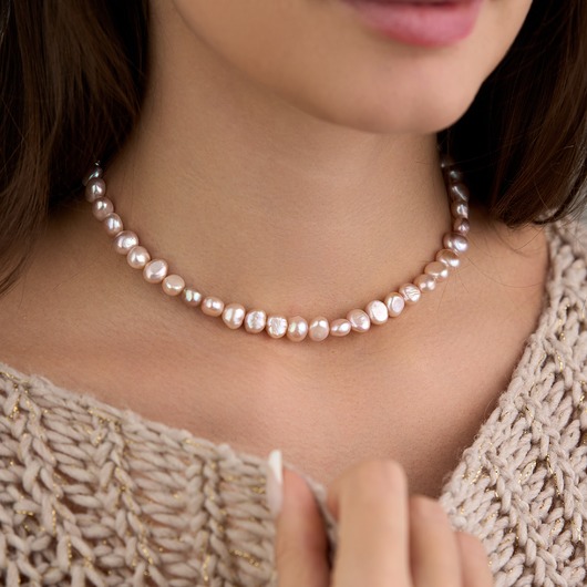 chokery Choker perły naturalne srebro 925 pozłacane