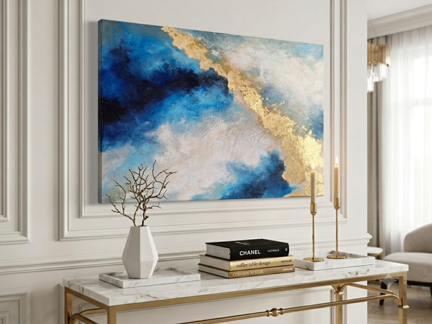 obrazy SUMMER BREEZE Ręcznie malowany obraz ze złotem 70x100 cm