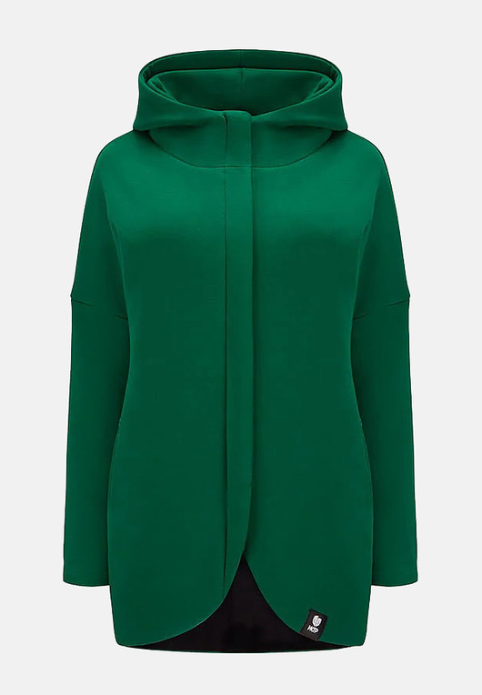 bluza z kapturem damska Peleryna No.2 na suwak Butelkowa Zieleń