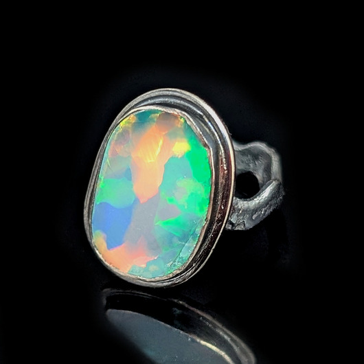 pierścionki srebrne Pierścionek retro opal