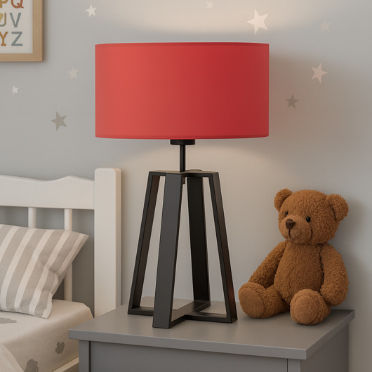 lampy do pokoju dziecka Duża lampa stołowa do pokoju dziecka THOR KIDS z pastelowym abażurem