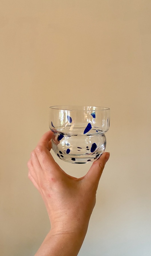 szklanki i kieliszki Zestaw Szklanek RUNO - 2 SZTUKI (transparentne w kobaltowe ciapki ) 220ml