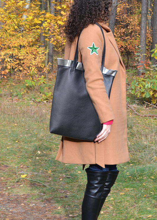 torby na ramię Skórzana torba z falbanką