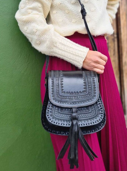 torby na ramię Torebka damska skórzana ręcznie robiona góralska Luisa