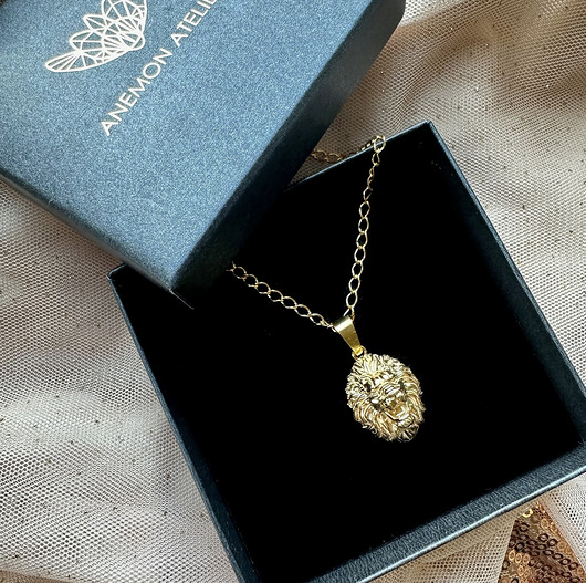 biżuteria męska Naszyjnik złoty  LEW , zawieszka z lwem  zodiak dla niego